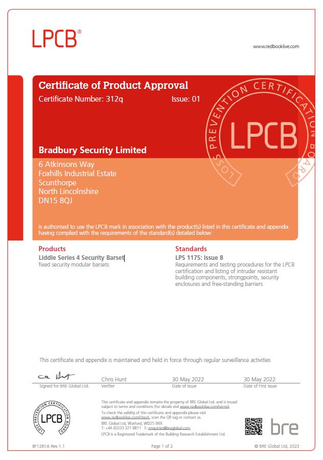 Liddle Series 4 Security Barset LPS 1175 Certificate