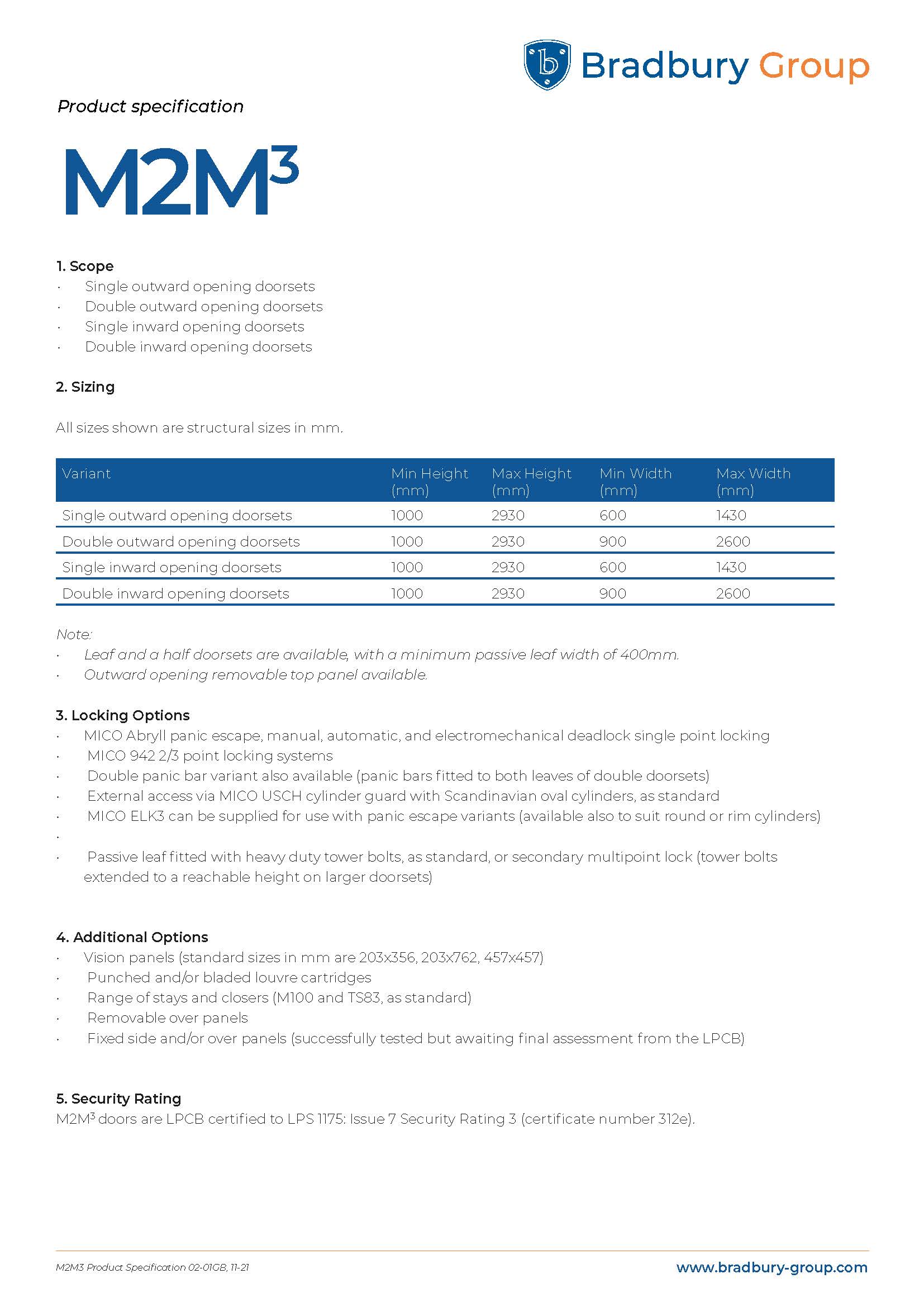 M2M3 Steel Door product specification