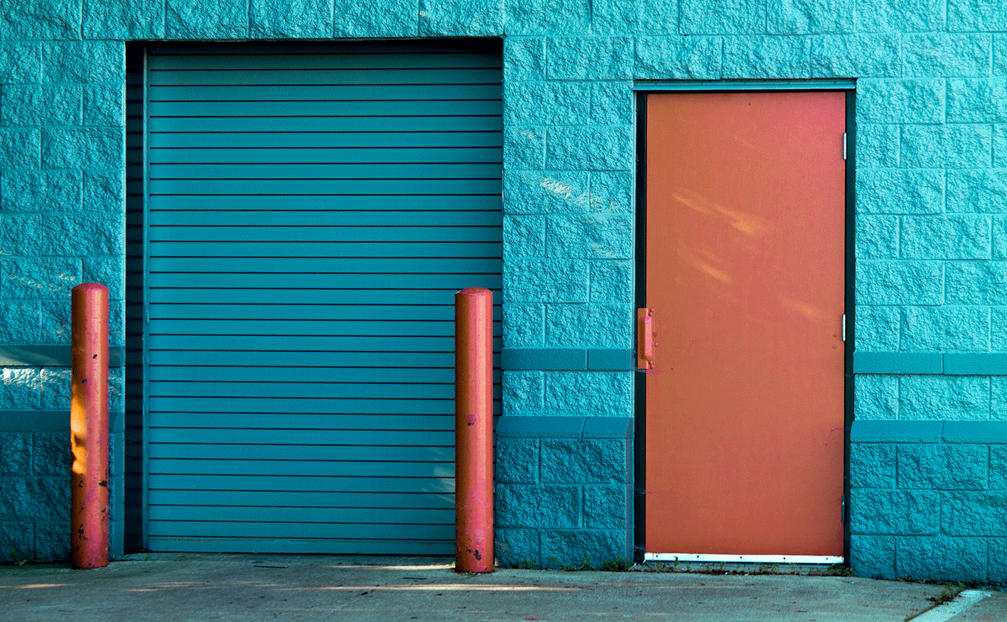 Bright garage door & security door.