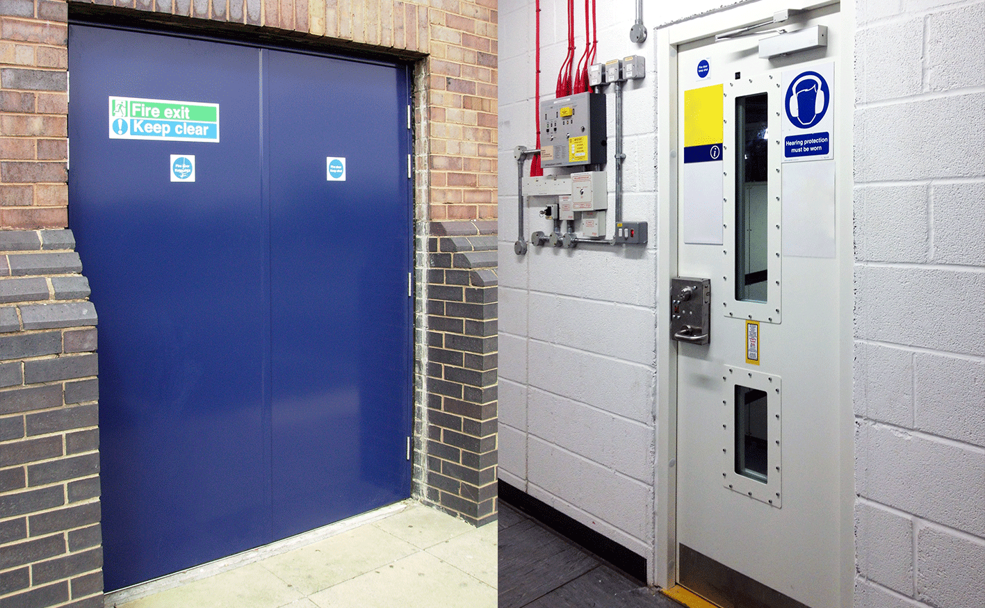 Fire doors internal and external steel doors.