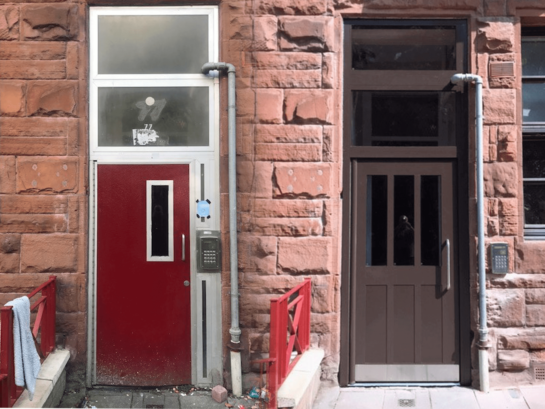 steel communal door replacement before and after parkhead Housing
