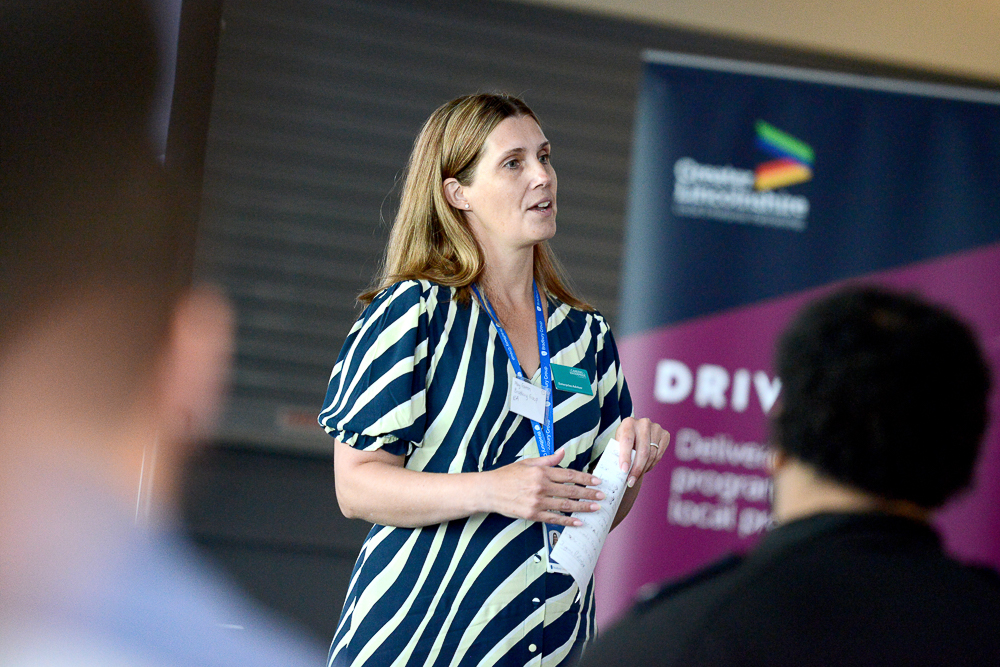 May Foxton of Bradbury Group Speaking at an event 