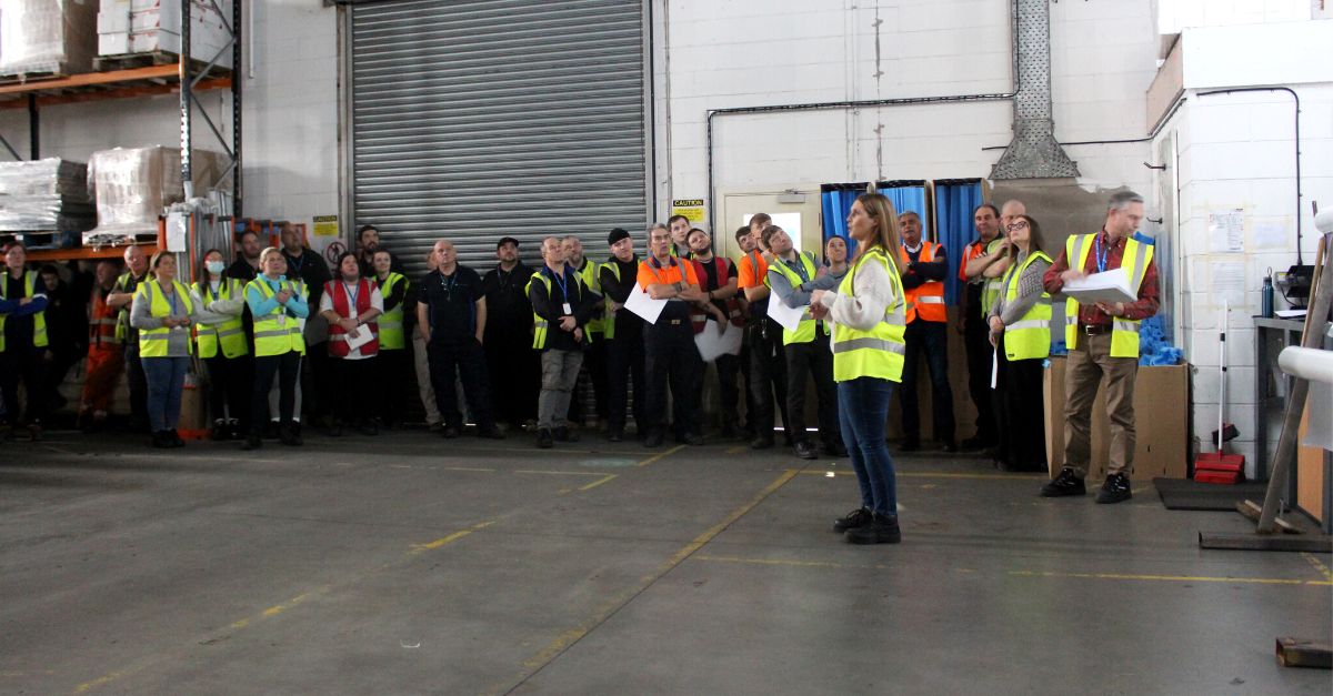 Certificate presentation in the warehouse.